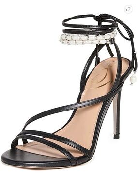 Sam Edelman Black Pearl-Ankle Strappy Stiletto Sandals